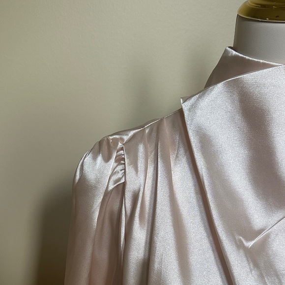 New JL Luxe Cream/Light Rose Long Sleeved Satin Maxi Dress - Picture 4 of 5